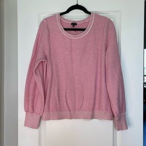 Talbots Pink & White Ballon Sleeve Sweater SZ XL